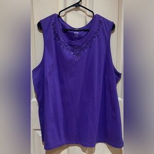 Women's Purple Embellished Tank Top, Size 3X